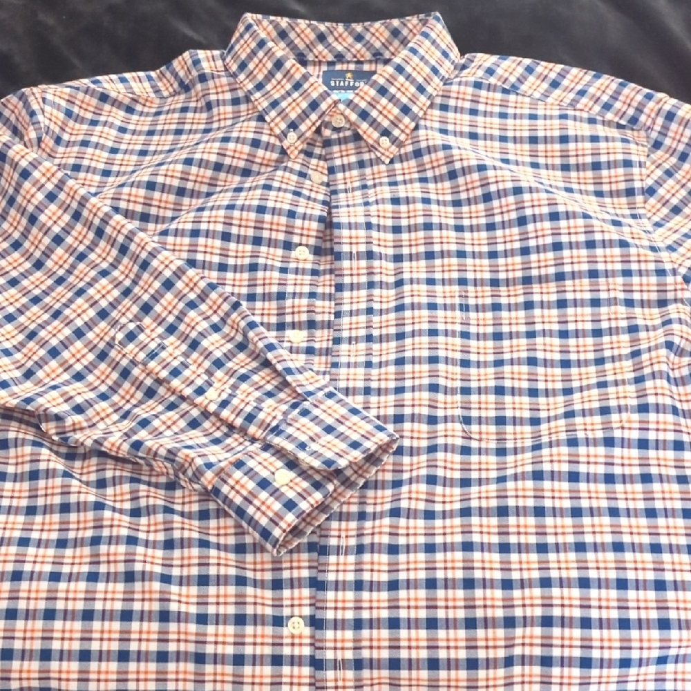 Stafford Men's Multicolor Plaid Button Down Shirt